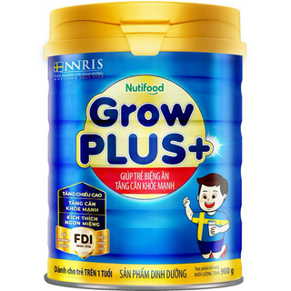 Sữa bột nuti growplus + xanh tăng cân khoẻ mạnh lon 900g.