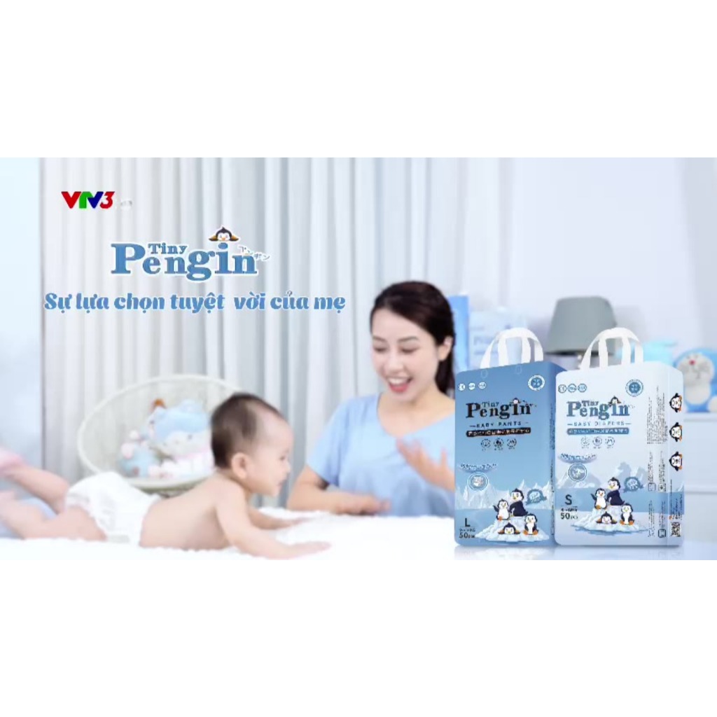 Tã bỉm dán/quần TINY PENGIN (mẫu cũ) size S M/L/XL/2XL/3XL/4XL/5XL 50 miếng/bịch siêu thấm hút tới 9