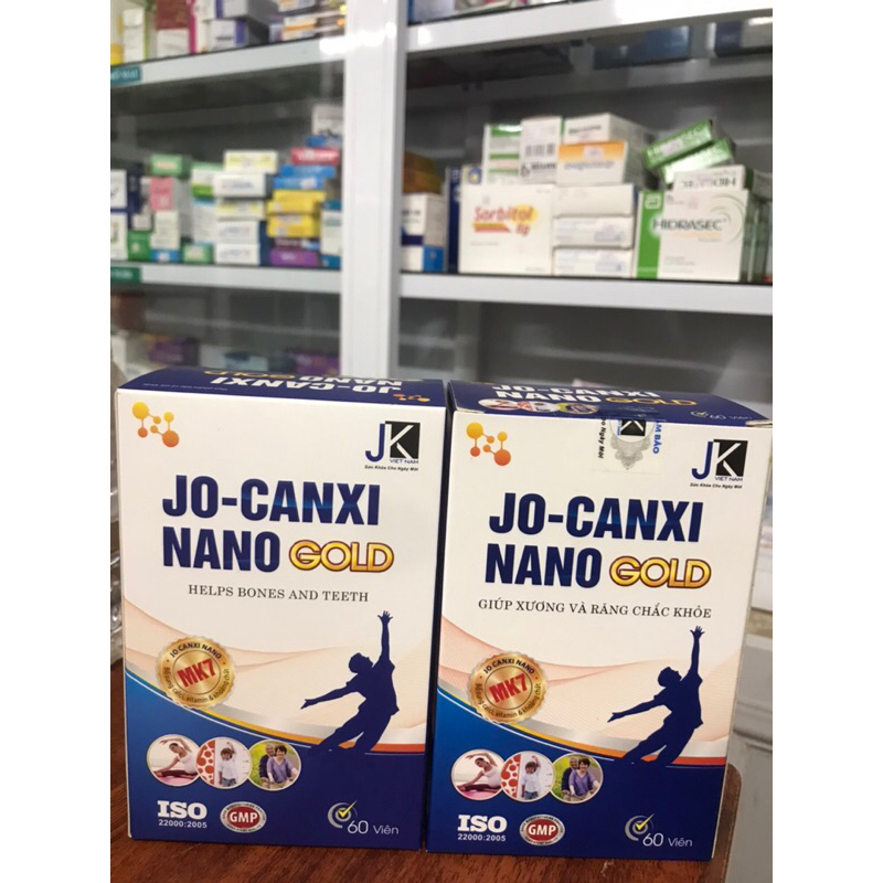 ✅viên uống JO - CANXI NANO GOLD ( chính hãng) : giúp Bổ sung canxi và vitamin MK7 giúp hệ xương chắc khỏe. hộp 60 viên