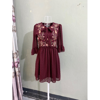 <si tuyển> Váy đầm thêu hoa thổ cẩm /boho / bohemian/ màu đỏ đô