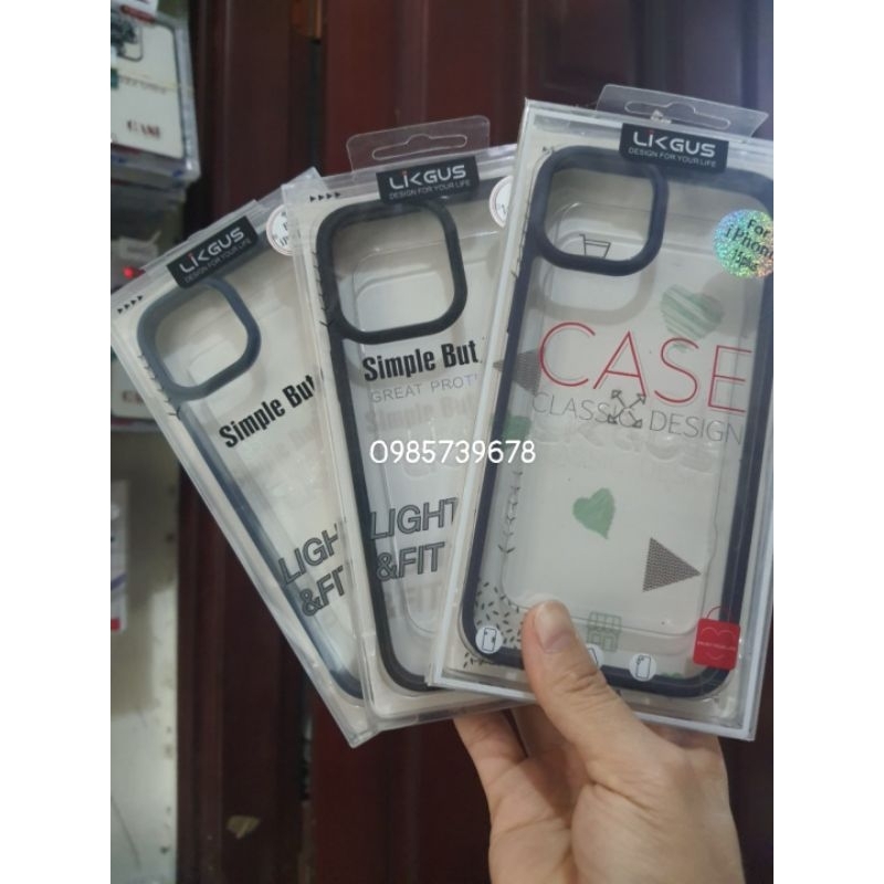 Ốp lưng likgus trong viền màu cho iphone 15 plus chính hãng cao cấp