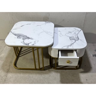 Bàn trà sofa, bàn trà đôi vuông mặt kính kết hợp hộp tủ cao cấp - bảo hành 12 tháng