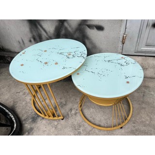Bàn trà mẹ bồng con tròn, bàn sofa mặt kính cao cấp