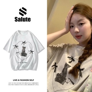 Salute áo phông nữ xám ghi cổ tròn local brand form rộng áo thun outerity unisex 100%Cotton Y1093