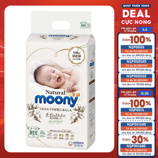 Bỉm Moony Natural Nội Địa Chính Hãng - Bỉm Moony Dán/Quần Đủ Size NB63/S58/M48/L36/XL32