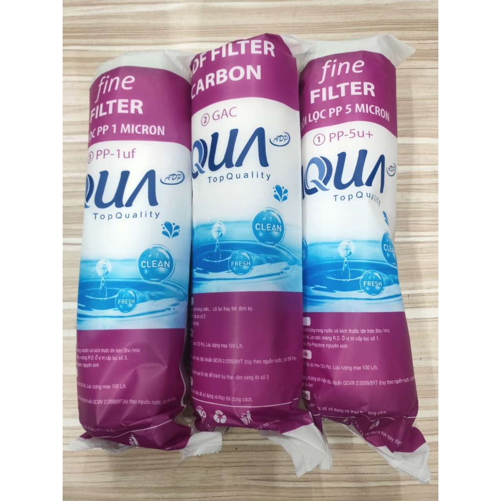 Lõi lọc nước AQua 1,2,3 tem xanh, bộ lõi lọc nước ro, lõi aqua cho máy lọc nước ro