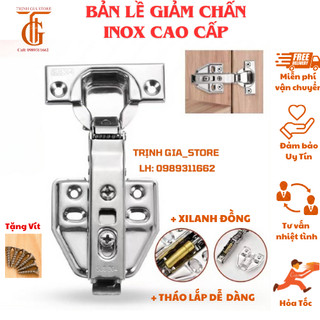 Bản lề giảm chấn inox 304, Bản lề cữa tủ inox , tháo lắp rễ ràng tặng kèm đinh vít.