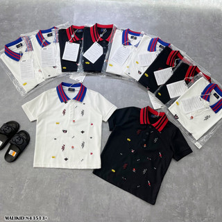 Áo polo gucci thêu rắn hoa tiết bé trai gen z 12-40kg