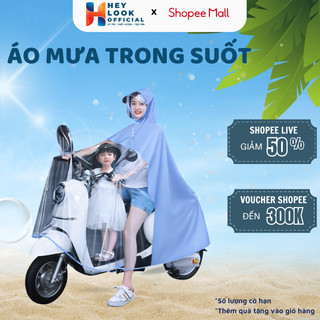 Áo mưa trong suốt cho Mẹ và Bé GODWELL che phủ toàn thân, kèm kính chắn mưa an toàn - AM03