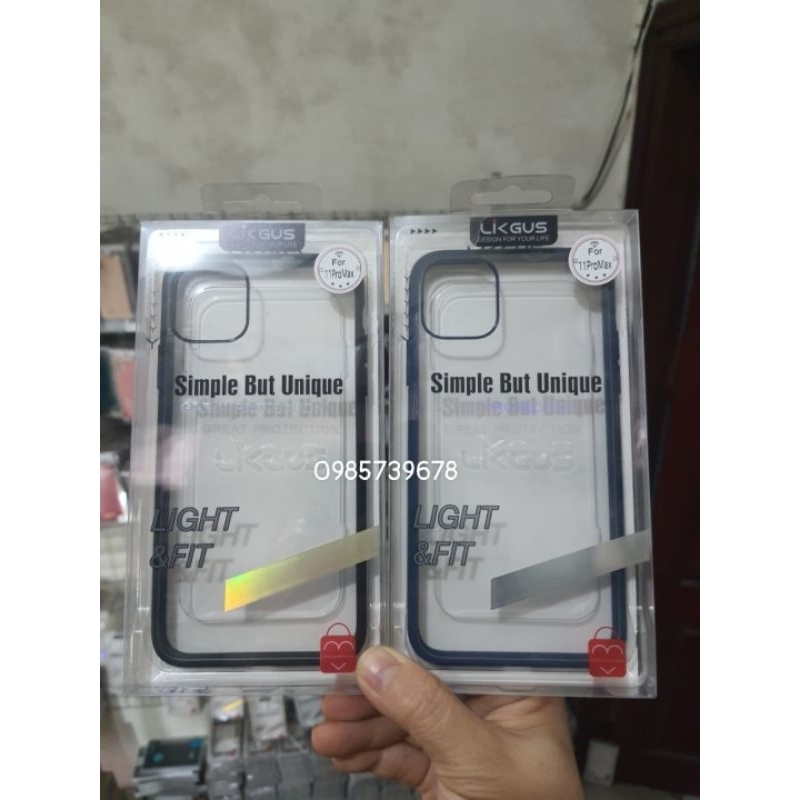 Ốp lưng likgus trong viền màu cho ip11 pro max chính hãng cao cấp