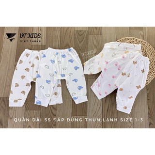 Combo 10 quần dài TRắng hoa văn thun lạnh VT cho bé 3 đến 8kg