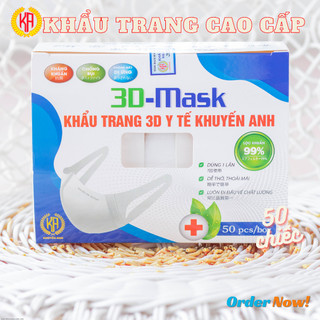 Khẩu Trang 3D Kid - Khuyến Anh Mark - Dành Cho trẻ 1-10 Tuổi - Kháng Khuẩn- Chống Bụi Mịn - Hộp 50 Chiếc