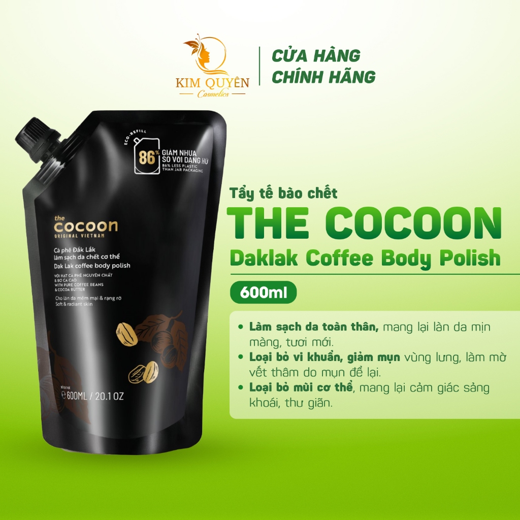 Tẩy Tế Bào Da Cơ Thể Cocoon Eco-Refill Đắk Lắk Coffee Body Polish 600m