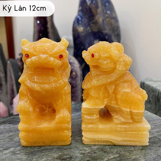 Cặp Kỳ Lân Đá Ngọc Hoàng Long Nguyên Khối Phong Thuỷ