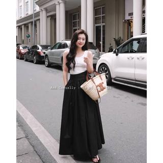Set áo ba lỗ viền ren chân váy cạp to