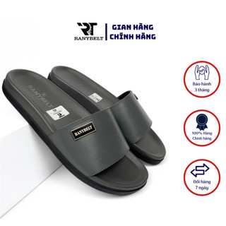 Dép da nam quai ngang RANYBELT GIÀY NAM CAO CẤP đế cao su chống trơn trượt RT10 màu xám đá