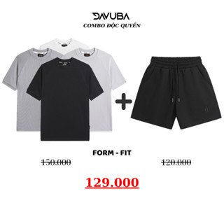 [Combo độc quyền DAVUBA] Áo thun gân cổ tròn + quần short D CB29