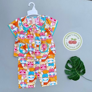 [Ảnh thật][9-35kg] Bộ tole lanh ÁO TAY NGẮN QUẦN DÀI bé gái
