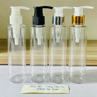 Chai lọ nhựa 150ml màu Trong Vai Ngang siêu đẹp có vòi nhấn đủ kiểu,đủ loại.Đựng dầu gội,sữa tắm-Hàng đẹp-Chất lượng.