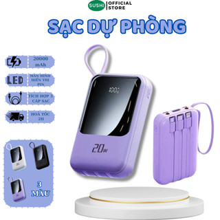 Sạc Dự Phòng Sushi Mini 20000mAh Với 3 Cổng Ra Tích Hợp Sạc Nhanh