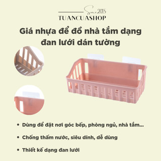 Giá nhựa để đồ nhà tắm dạng đan lưới dán tường (GDL04)