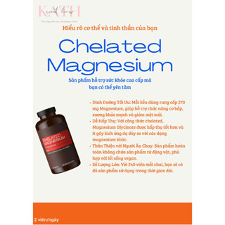 Viên uống Magnesium Glycinate giảm căng thẳng và hỗ trợ giấc ngủ Amazon Elements