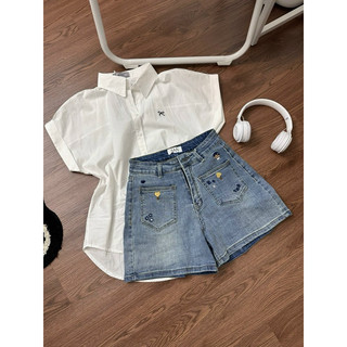 Quần jeans short nữ 3AN, chất liệu co giãn cao cấp