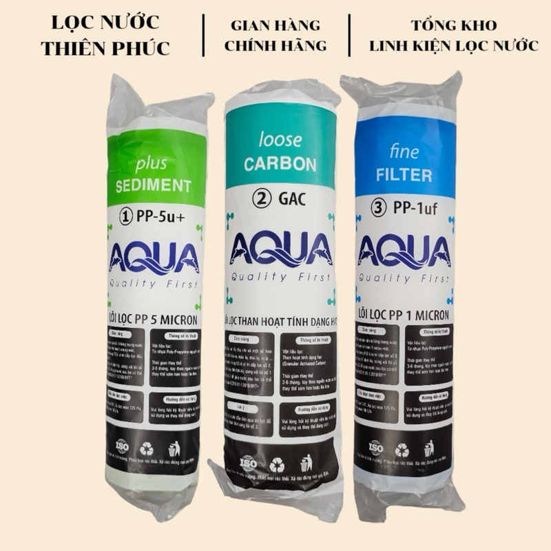 Bộ Lõi 123 Aqua Nilong 10 Inch - Bộ Lõi Lọc Nước Aqua Nilong Dùng Thay Thế Cho Bộ Lọc Thô