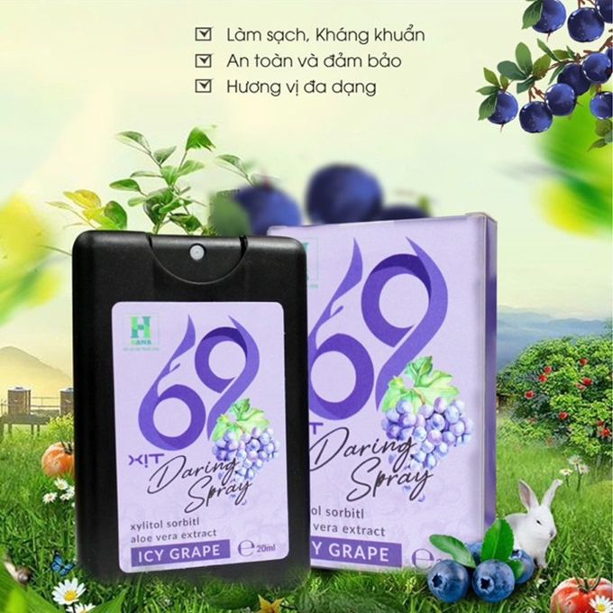 Xịt Thơm Vùng Kín Nam Nữ Kirena 69 HANA 20ml Chính Hãng Hương Trái Cây Khử Mùi Kháng Khuẩn Hiệu Quả