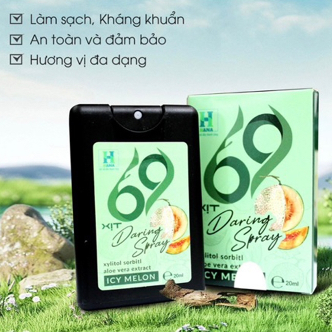 Xịt Thơm Vùng Kín Nam Nữ Kirena 69 HANA 20ml Chính Hãng Hương Trái Cây Khử Mùi Kháng Khuẩn Hiệu Quả