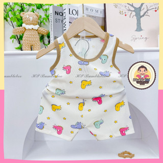 Bộ ba lỗ thể thao in hình chú khủng long Dâu Tây Kid, bộ ba lỗ thấm hút mồ hôi tốt, DAUTAY36