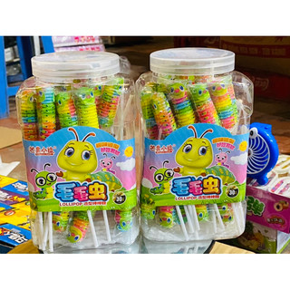 Hộp 30 que kẹo mút cứng trái cây hình con sâu
