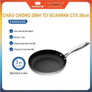 Chảo chống dính liền khối 7 lớp Scanpan CTX 26cm 65002600, dùng bếp từ, bảo hành chống dính 3 năm | Hàng chính hãng