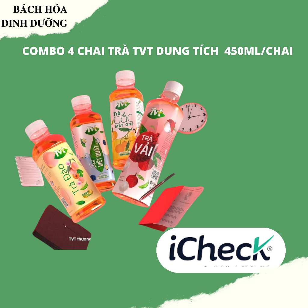  Trà Đào,Trà Tắt Mật Ong,Trà Việt Quất,Trà Vải dung tích 450ML/Chai