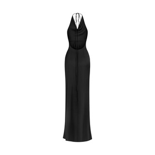 ĐẦM LỤA DÀI CỔ ĐỔ XẺ TÀ - SILKY NECKDRAPE BACKLESS DRESS