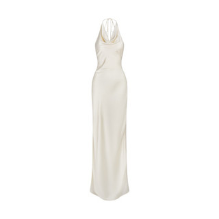 ĐẦM LỤA DÀI CỔ ĐỔ XẺ TÀ - SILKY NECKDRAPE BACKLESS DRESS
