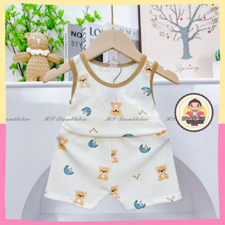 Bộ ba lỗ thể thao in hình chú gấu nhiều màu Dâu Tây Kid, bộ ba lỗ thấm hút mồ hôi tốt, DAUTAY36