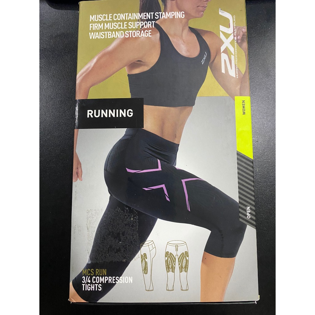 Quần bó cơ nữ - Thương hiệu 2XU - MCS Run 3/4 Compression Tights - Viền hồng