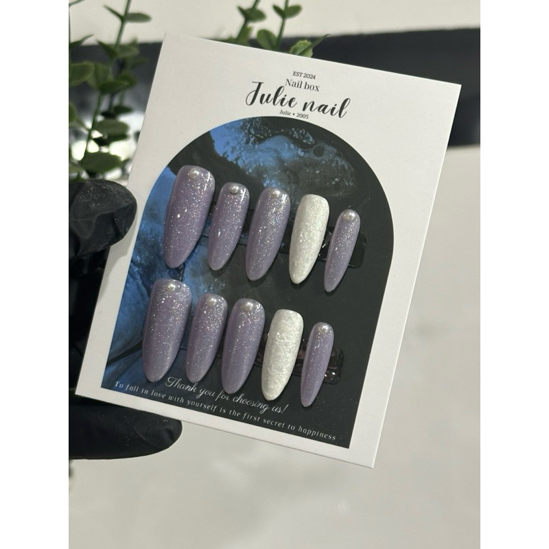 Nail box thạch tím - vân đá ngọc trai