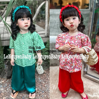  Bộ quần áo bé gái hoa nhí  7-18kg  - Kèm cài tóc - Chất Lụa mango thải mái cho bé yêu 