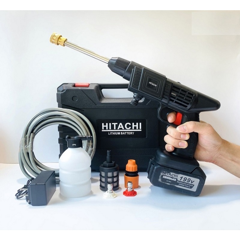 [HCM]Máy Rửa Xe Hitachi Pin Sạc 199v ( 2 Pin Sạc ) Vỏ Hộp Nhựa 2024 mẫu mới
