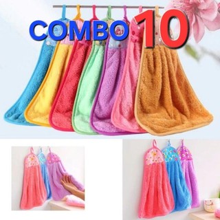 Combo 10 khăn lau tay nhà bếp siêu thấm nước, khăn lau tay cotton