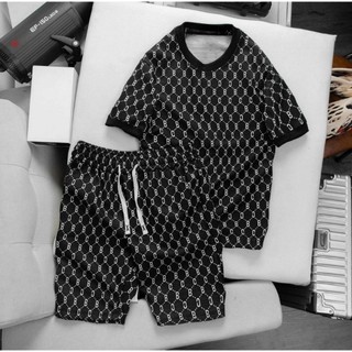 Bộ Hè Nam Monogram NY Vân Xích BC HotTrend Vải Thun Lạnh