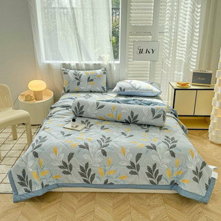 Bộ Chăn Ga Gối Cotton Đũi ép nhiệt trần bông mềm mịn, thoáng mát