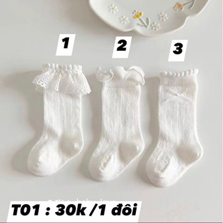 Tất lưới trắng cổ bèo bé gái