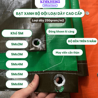 Bạt xanh bộ đội che mưa, bạt che nắng loại 1 đã đóng khoen may/ép biên viền sẵn -bđ51