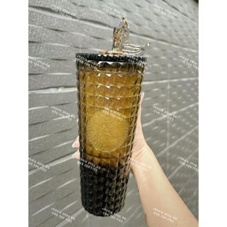 Tặng topper vây cá khi mua ly star.buck black gold glitter diamond cold cup 710ml