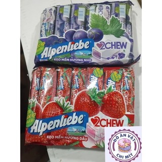  Bán sỉ kẹo mềm Alpenliebe 2 chew hương dâu  nho bịch 16 gói 25g với nước ép trái cây thơm ngon 