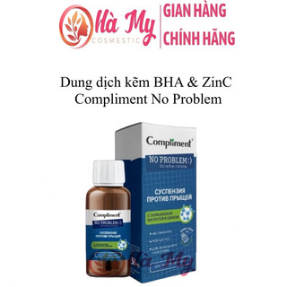 Serum Dung dịch kẽm chấm mụn BHA & ZinC Compliment No Problem giảm sưng, ngừa viêm, gom khô cồi mụn 30ml