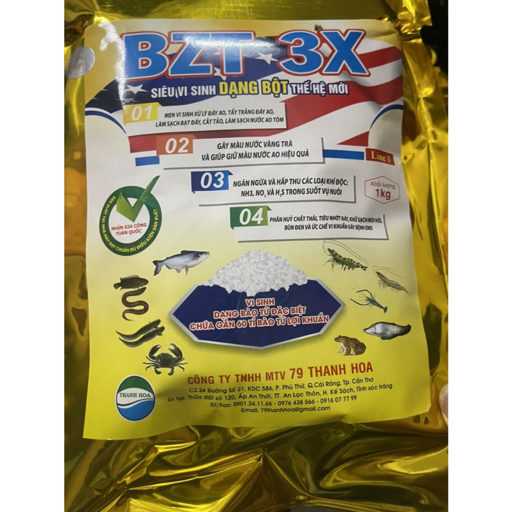 Men vi sinh BZT USA 1 kg, xử lý đáy và nước nuôi trồng thủy sản